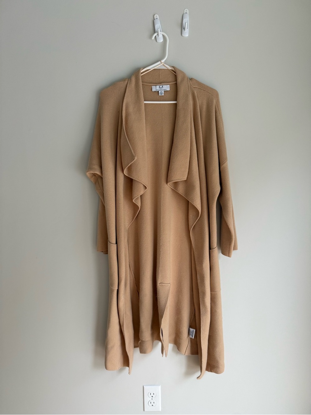 Magaschoni Camel Open-Front Draped Cardigan